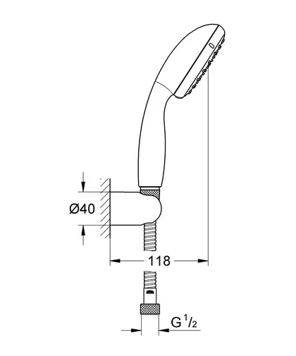 Душовий набір з тримачем, 2 режими струменя Grohe New Tempesta Classic (26164001)