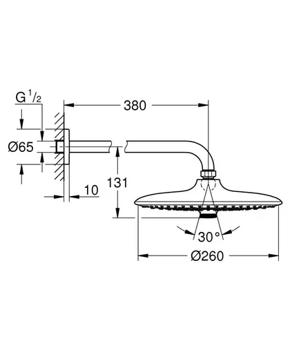 Верхній душ з настінним кронштейном Grohe Euphoria (26458000)