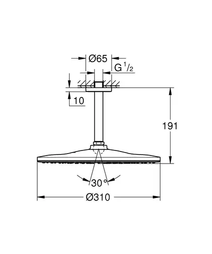 Верхній душ зі стельовим кронштейном Grohe Rainshower Mono (260000) (26560000)