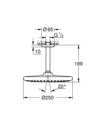 Верхній душ зі стельовим кронштейном Grohe Tempesta (260000) (26669000) Верхній душ зі стельовим кронштейном Grohe Tempesta (260000) (26669000)