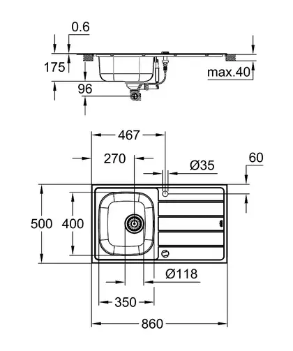 Мийка для кухні із нержавіючої сталі Grohe K200 (31552SD1) Мийка для кухні із нержавіючої сталі Grohe K200 (31552SD1)