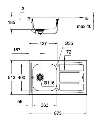 Мийка для кухні із нержавіючої сталі Grohe K400+ (31568SD0) Мийка для кухні із нержавіючої сталі Grohe K400+ (31568SD0)
