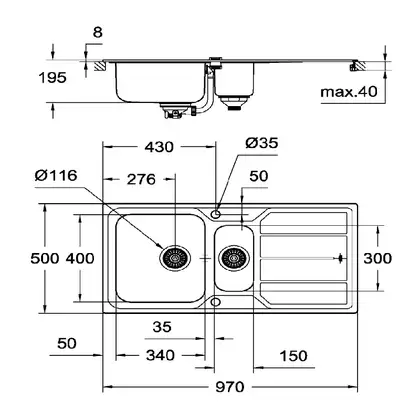 Кухонна мийка K500 Grohe EX-2 Sink (31572SD0) Кухонна мийка K500 Grohe EX-2 Sink (31572SD0)