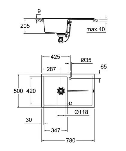 Композитна мийка для кухні Grohe K400 (31639AT0) Композитна мийка для кухні Grohe K400 (31639AT0)