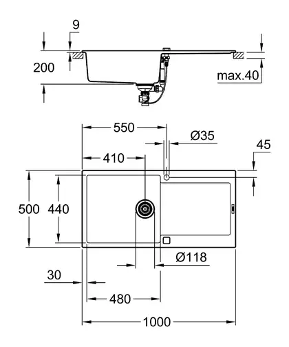 Композитна мийка для кухні Grohe K500 (31645AT0) Композитна мийка для кухні Grohe K500 (31645AT0)