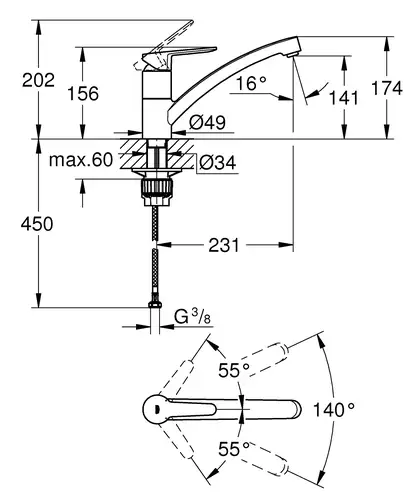 Grohe BauEco Смеситель для кухни, хром (31680000) Grohe BauEco Смеситель для кухни, хром (31680000)