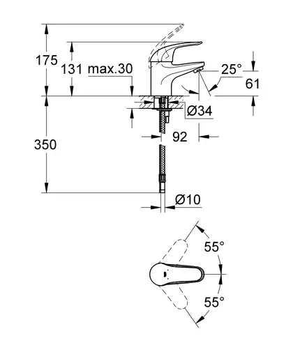 Змішувач для раковини S-розміру Grohe Euroeco New (32734000)