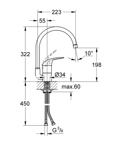 Змішувач для кухні Grohe Euroeco New (32752000) Змішувач для кухні Grohe Euroeco New (32752000)