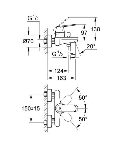 Grohe Eurosmart Cosmopolitan Смеситель для ванны, хром (32831000) Grohe Eurosmart Cosmopolitan Смеситель для ванны, хром (32831000)