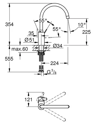 Grohe Eurosmart Cosmopolitan Змішувач для кухні, хром (32843002) Grohe Eurosmart Cosmopolitan Змішувач для кухні, хром (32843002)