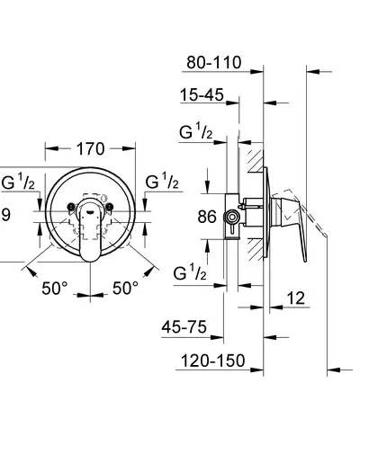 Змішувач прихованого монтажу для 1 споживача Grohe Eurosmart Cosmopolitan (32880000) Змішувач прихованого монтажу для 1 споживача Grohe Eurosmart Cosmopolitan (32880000)