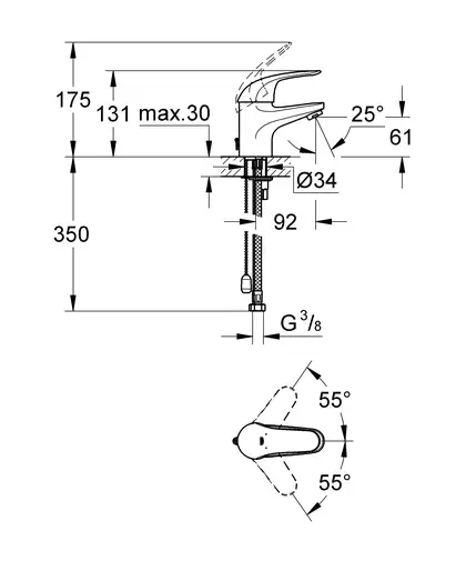 Змішувач для раковини S-розміру Grohe Euroeco New (32881000) Змішувач для раковини S-розміру Grohe Euroeco New (32881000)