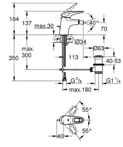 Grohe Eurostyle Змішувач для біде, хром (33565003) Grohe Eurostyle Змішувач для біде, хром (33565003)