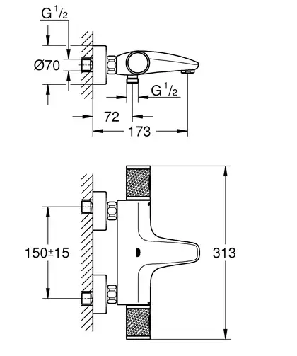 Grohe Grohtherm 1000 Термостат для ванни, хром (34779000) Grohe Grohtherm 1000 Термостат для ванни, хром (34779000)