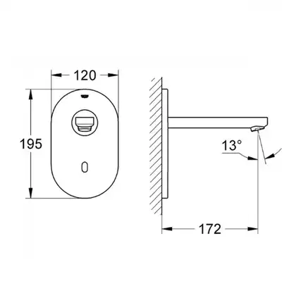 Grohe Euroeco Cosmopolitan E Монокран сенсорний, хром (36410000) Grohe Euroeco Cosmopolitan E Монокран сенсорний, хром (36410000)
