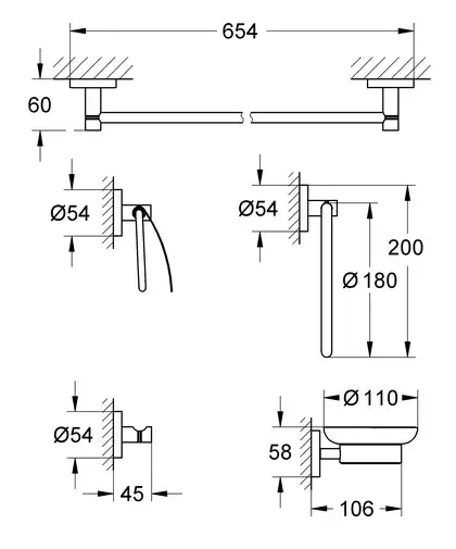 Набір аксесуарів 5 в 1 Grohe Essentials New (40344001) Набір аксесуарів 5 в 1 Grohe Essentials New (40344001)