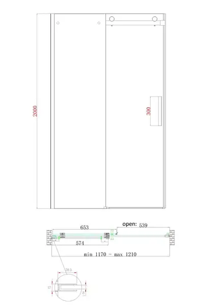 Koer SR SD01-120x200 Дверь в нишу, графит (KR5378) Koer SR SD01-120x200 Дверь в нишу, графит (KR5378)