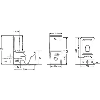 Чаша унітазу-компакту Mixxus Quadro-0403-R Bowl 640х360х835 Rimless без сидіння (MI8341) Чаша унітазу-компакту Mixxus Quadro-0403-R Bowl 640х360х835 Rimless без сидіння (MI8341)