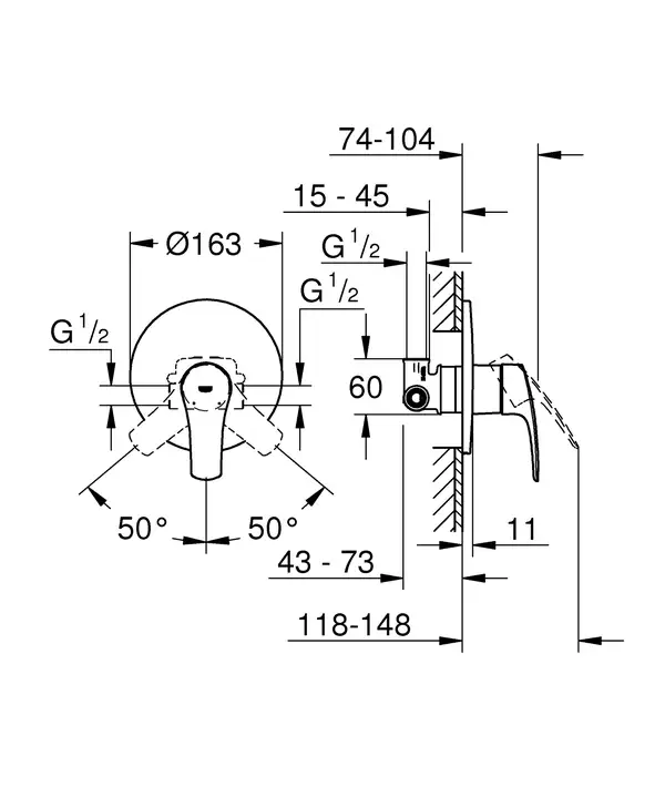 Grohe Eurosmart New Змішувач прихований, хром (33556003) Grohe Eurosmart New Змішувач прихований, хром (33556003)