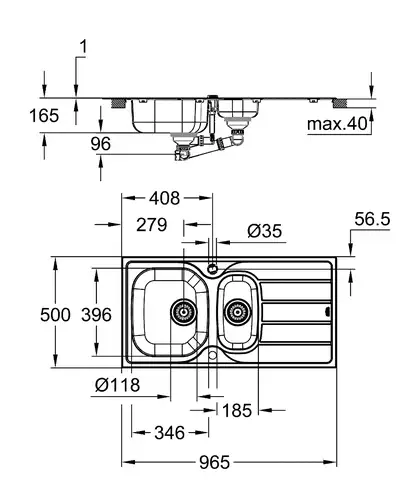 Мийка для кухні із нержавіючої сталі Grohe K200 (31564SD1) Мийка для кухні із нержавіючої сталі Grohe K200 (31564SD1)