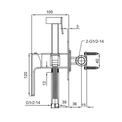 KOER KB-23009-05 Змішувач для гігієнічного душу, чорний (KR3511) KOER KB-23009-05 Змішувач для гігієнічного душу, чорний (KR3511)