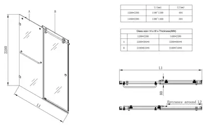 KOER SR SD06-140x220-TR-01 Дверь в нишу, хром (KR5368) KOER SR SD06-140x220-TR-01 Дверь в нишу, хром (KR5368)