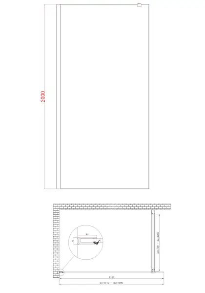 Душова перегородка Koer SR SP01-120x200-TR-01 Walk-In прозоре скло Easy Clean 8мм, хром (KR5394)
