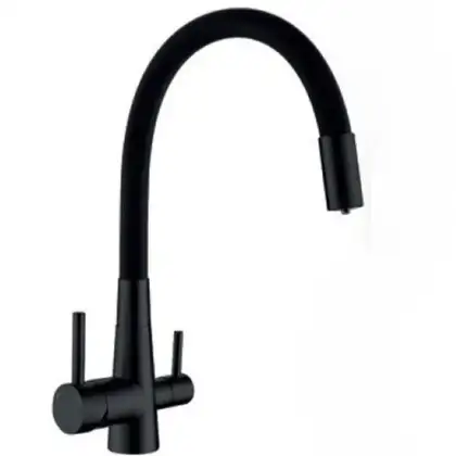 Змішувач для кухні Mixxus SUS-021 BLACK REFL.BLACK із силіконовим виливом, з виходом для питної вод (MI6214)