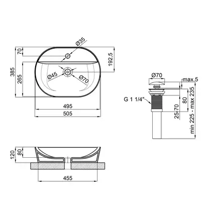 MIXXUS PREMIUM ELLIPSE-0203 Раковина накладная, белая (MP6678) MIXXUS PREMIUM ELLIPSE-0203 Раковина накладная, белая (MP6678)