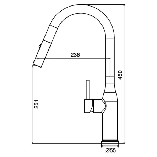 KOER KI-70004-05 Кухонний змішувач, нерж. сталь (KR3386) KOER KI-70004-05 Кухонний змішувач, нерж. сталь (KR3386)