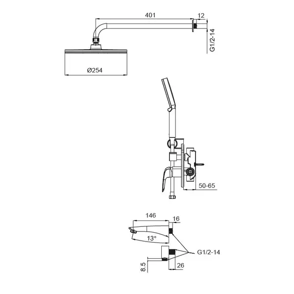 KOER KB-64008-05 Душова система вбудована, чорна (KR3477) KOER KB-64008-05 Душова система вбудована, чорна (KR3477)