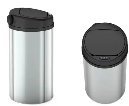 Відро для сміття сенсорне кругле Mixxus Premium Ellipse-TC0109 Chrome-Black 9л (хром-чорне) (MI7083