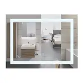 Дзеркало Mixxus WARM MR02-90x70-CASE з Led Touch, Anti-fog, димером, регулятором яскравості, годинн (MI6674)