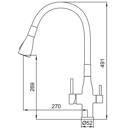 KOER KI-72024-05 Змішувач для кухні, нерж. сталь (KR5012) KOER KI-72024-05 Змішувач для кухні, нерж. сталь (KR5012)