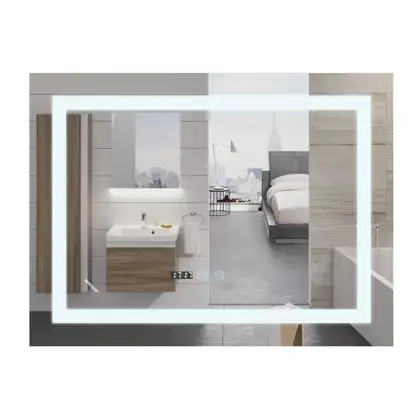 Дзеркало Mixxus WARM MR02-90x70-CASE з Led Touch, Anti-fog, димером, регулятором яскравості, годинн (MI6674)