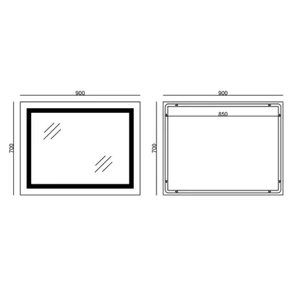 Дзеркало Mixxus WARM MR02-90x70-CASE з Led Touch, Anti-fog, димером, регулятором яскравості, годинн (MI6674)