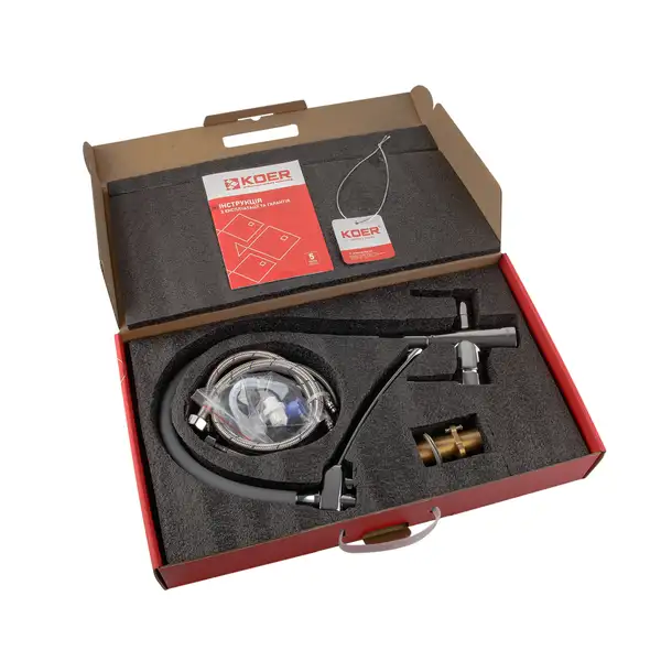 KOER KB-72003-01 Смеситель кухонный 2в1, хром/графит (KR3375)