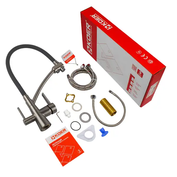 KOER KB-72003-07 Смеситель для кухни, черный/хром (KR3377) KOER KB-72003-07 Смеситель для кухни, черный/хром (KR3377)