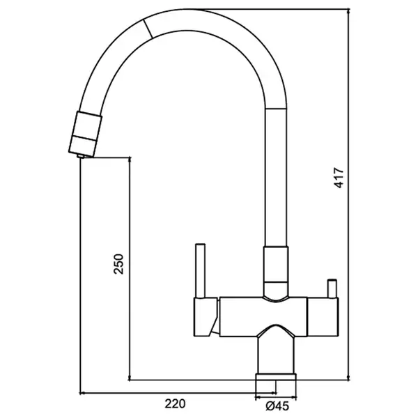 KOER KB-72002-05 Смеситель для кухни, черный/хром (KR3384)
