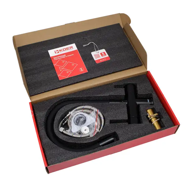 KOER KB-72002-05 Смеситель для кухни, черный/хром (KR3384)