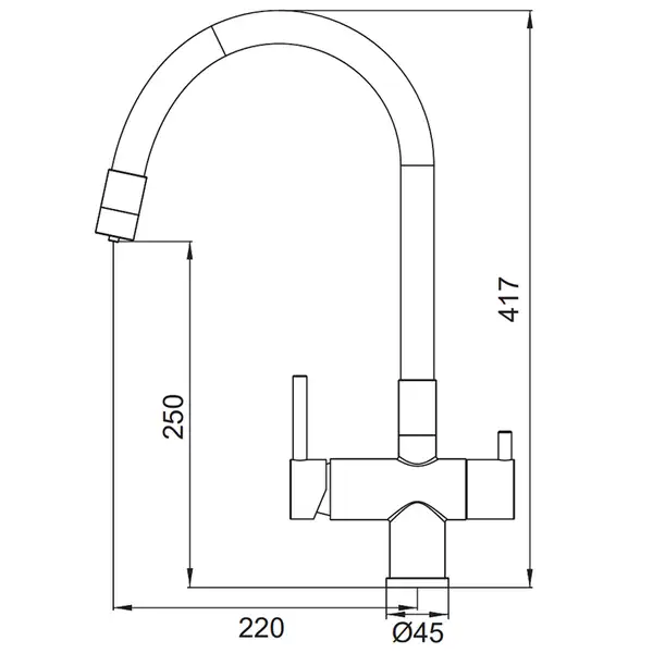 KOER KB-72002-07 Змішувач для кухні з питною водою, хром (KR5003)