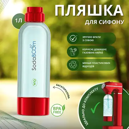 Апарат для газування води ViO SodaBoom SD-7006 red (2408) Апарат для газування води ViO SodaBoom SD-7006 red (2408)