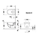Биде подвесное Duravit Starck 3 54х36,5 см (2230150000) фото 3 Aquada.com.ua