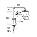 GROHE Душова система Flex із перемикачем настінного монтажу Tempesta Cosmopolitan System 200  (27394002) фото 2 Aquada.com.ua