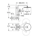 Душова система з термостатом для настінного монтажу GROHE Rainshower System 310 (27968000)