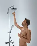 Душевая система с термостатом Hansgrohe Croma Select S Showerpipe 180 2jet (цвет - хром/белый) (27253400) фото 3 Aquada.com.ua