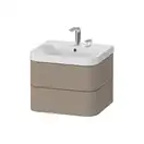 Тумба подвесная с раковиной c-shaped Duravit Happy D.2 Plus 57,5 х 49 см, лён (HP4345E7575) фото 1 Aquada.com.ua