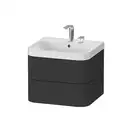 Тумба подвесная с раковиной c-shaped Duravit Happy D.2 Plus 57,5 х 49 см, графит суперматовый (HP4345E8080) фото 1 Aquada.com.ua