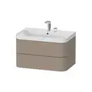 Тумба подвесная с раковиной c-shaped Duravit Happy D.2 Plus 77,5 х 49 см, лён (HP4347E7575) фото 1 Aquada.com.ua