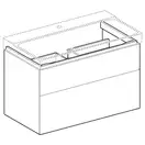 Тумба под раковину с двумя выдвижными ящиками Geberit Xeno² 880 х 462 мм, белый глянцевый (500.509.01.1) фото 2 Aquada.com.ua